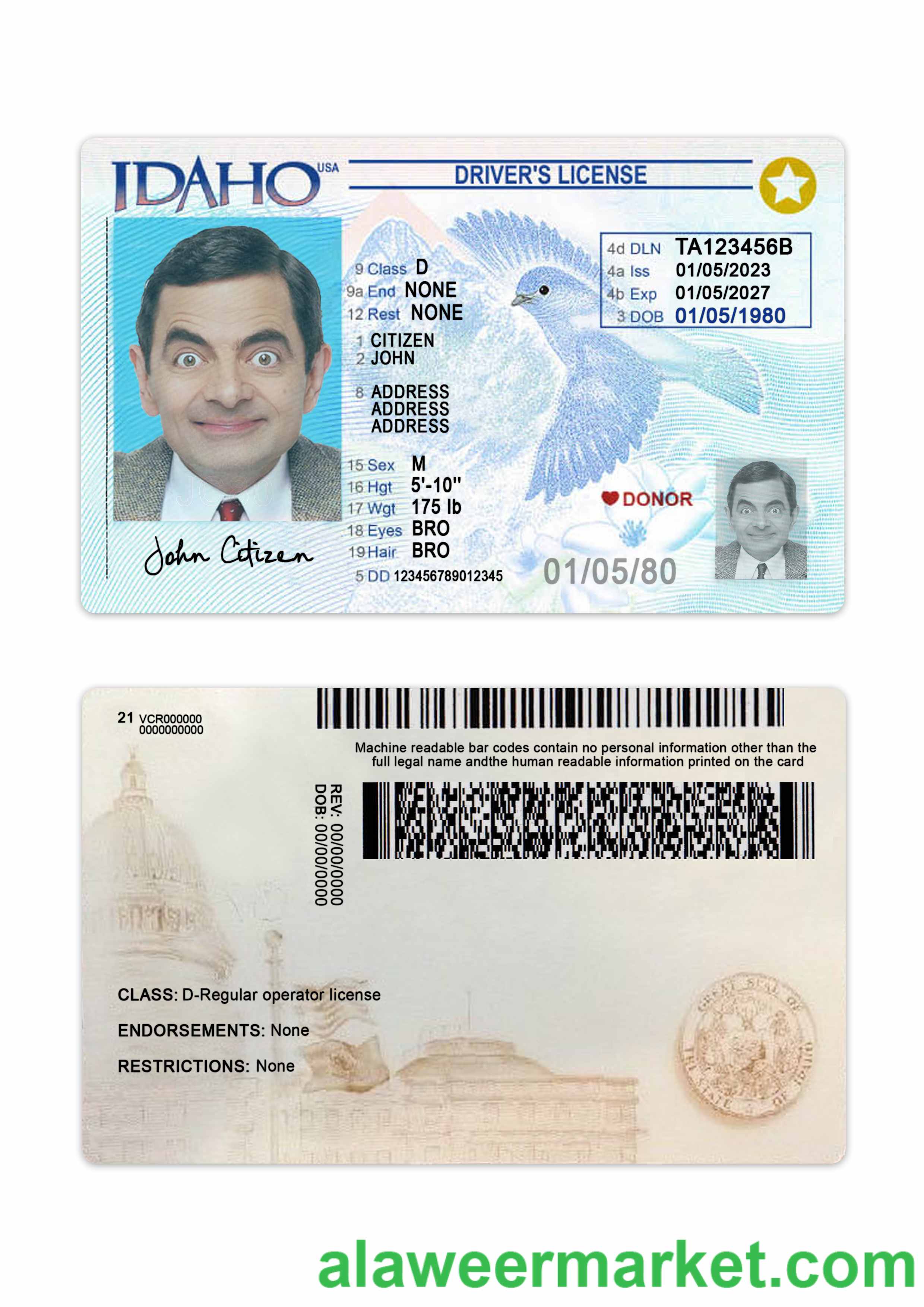 USA Idaho driving license 2023-present